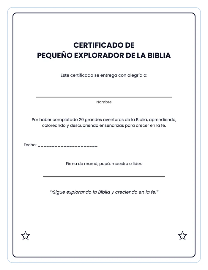 Certificado incluido en Pequeños Exploradores