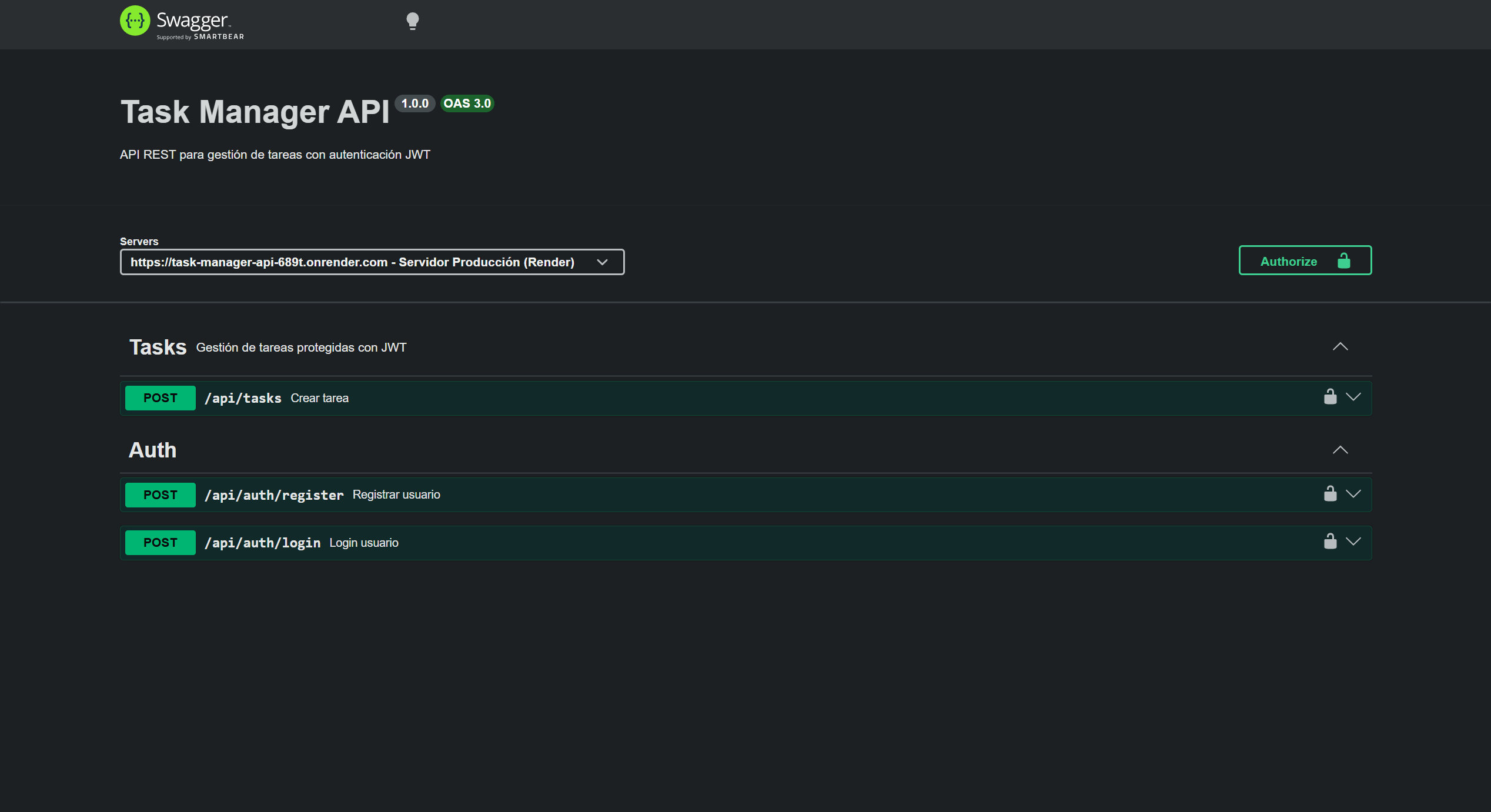 Task Manager API — API REST para gestión de tareas